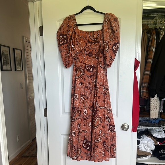 Cleobella Orange Pink Puff Sleeve Sundress - Picture 2 of 6